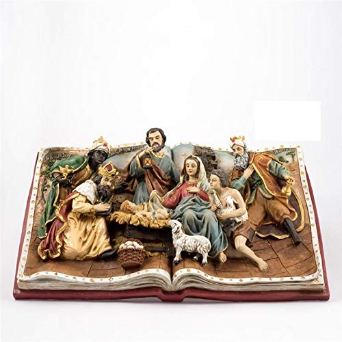 Krippe im Buch mit Königen aus Kunstharz, 43 cm von DRW