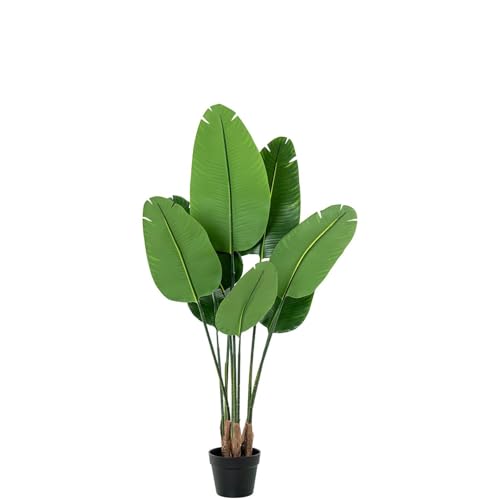 Künstliche Pflanze mit 3 Stämmen und 8 PVC-Blättern in Grün, 120 x 25 x 25 cm von DRW