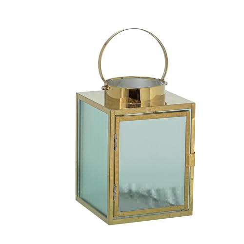 Laterne aus Metall, für Boden oder Tisch, verchromt, goldfarben, 14 x 14 x 20 cm Laterne aus Metall, für Boden oder Tisch, verchromt, goldfarben, 14 x 14 x 20 cm von DRW