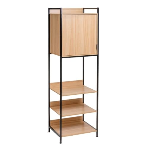 Modularer Schrank mit Einer Tür und 3 Einlegeböden aus PB und Metall in Natur und Schwarz von DRW