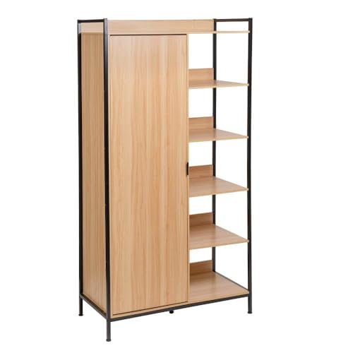 Modularer Schrank mit Einer Tür und 5 Einlegeböden aus PB und Metall in Natur und Schwarz Modularer Schrank mit Einer Tür und 5 Einlegeböden aus PB und Metall in Natur und Schwarz von DRW