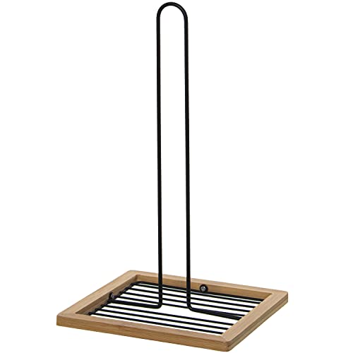 Quadratischer Rollenhalter aus Metall und Holz, in Schwarz und Natur, 18 x 18 x 30 cm Quadratischer Rollenhalter aus Metall und Holz, in Schwarz und Natur, 18 x 18 x 30 cm von DRW