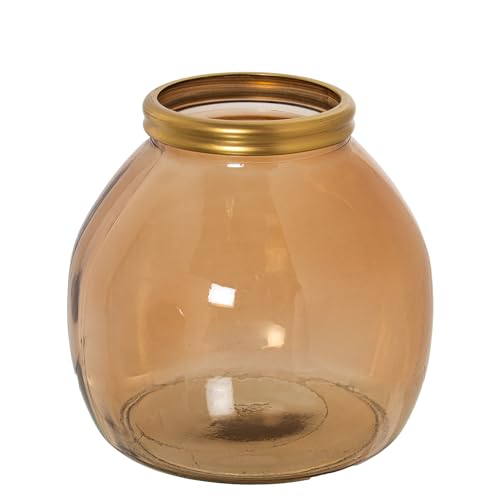 Recycelte Videovase in Braun mit Goldener Kante, 21 x 20 cm, Öffnung 10 cm Recycelte Videovase in Braun mit Goldener Kante, 21 x 20 cm, Öffnung 10 cm von DRW