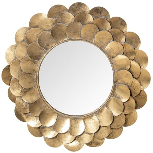 Runder Wandspiegel aus vergoldetem Metall, 86 x 86 x 7 cm von DRW