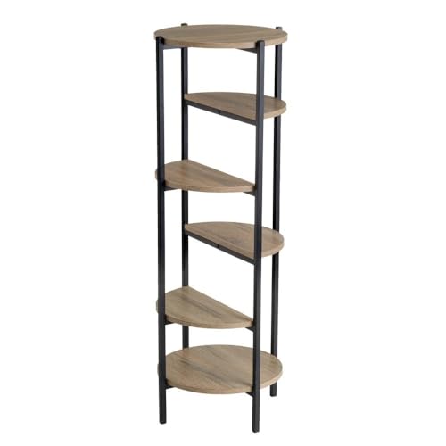 Rundes Bodenregal mit 6 Böden aus PB und Metall in Natur und Schwarz Rundes Bodenregal mit 6 Böden aus PB und Metall in Natur und Schwarz von DRW