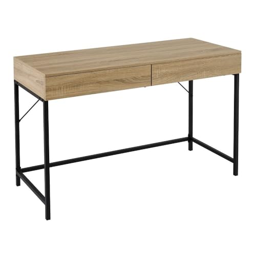Schreibtisch mit 2 Schubladen aus PB und Metall in Natur und Schwarz Schreibtisch mit 2 Schubladen aus PB und Metall in Natur und Schwarz von DRW