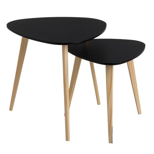 Set mit 2 Beistelltischen aus Holz und PB in Schwarz und Natur Set mit 2 Beistelltischen aus Holz und PB in Schwarz und Natur von DRW