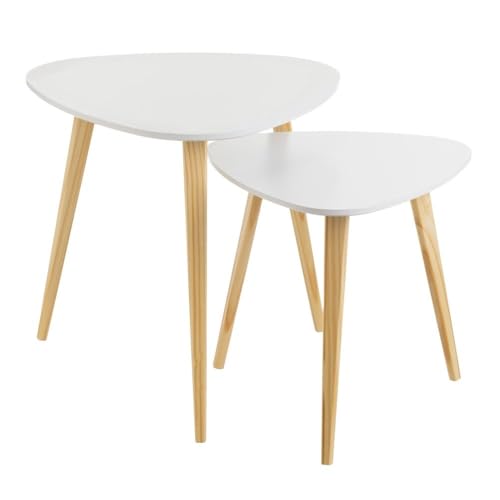 Set mit 2 Beistelltischen aus Holz und PB in Weiß und Natur Set mit 2 Beistelltischen aus Holz und PB in Weiß und Natur von DRW