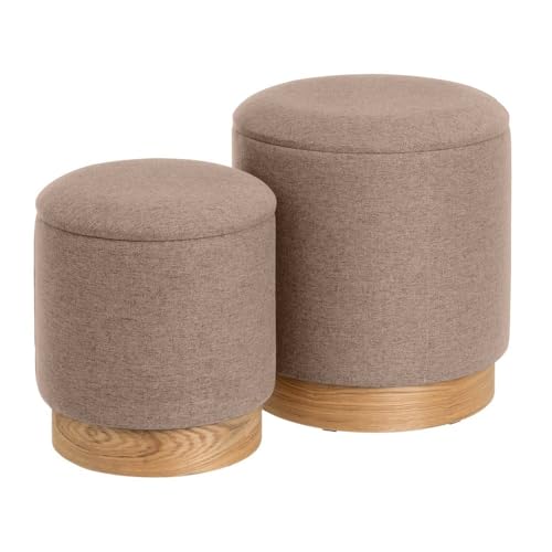 Set mit 2 Hockern aus Stoff und MDF in Beige von DRW