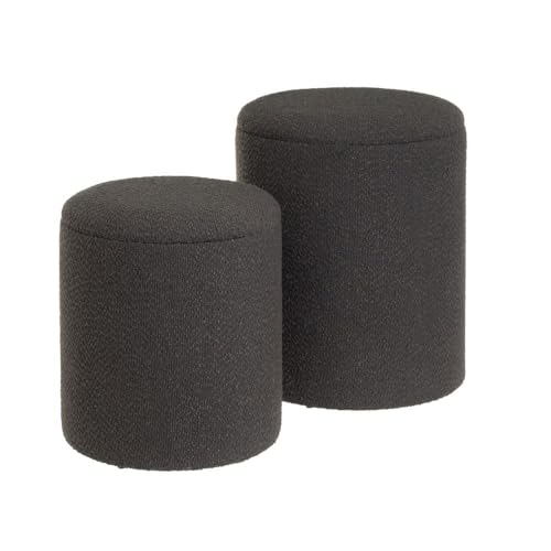 Set mit 2 Hockern aus Stoff und MDF in Dunkelgrau Set mit 2 Hockern aus Stoff und MDF in Dunkelgrau von DRW