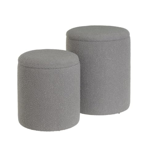 Set mit 2 Hockern aus Stoff und MDF in Hellgrau Set mit 2 Hockern aus Stoff und MDF in Hellgrau von DRW