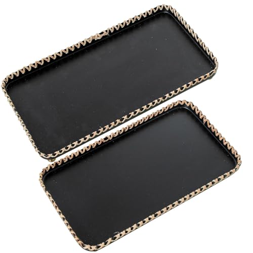 Set mit 2 dekorativen rechteckigen Tabletts aus Metall in Schwarz, 40 x 27 x 65 cm von DRW