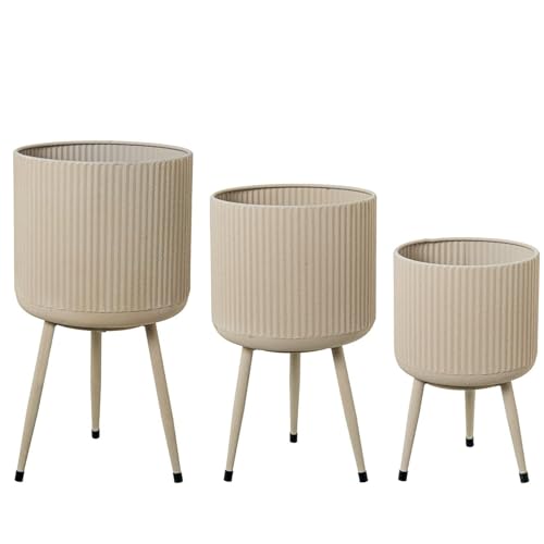 Set mit 3 Blumentöpfen mit Metallfüßen in Weiß, 25 x 46 x 25 cm Set mit 3 Blumentöpfen mit Metallfüßen in Weiß, 25 x 46 x 25 cm von DRW