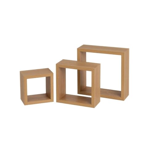 Set mit 3 MDF-Regalen in Honig-Eiche von DRW