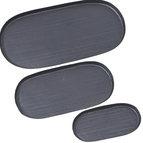 Set mit 3 Tabletts aus Aluminium, schwarz geschnitzt, 21 x 11, 30 x 15 und 40 x 20 x 1,5 cm Set mit 3 Tabletts aus Aluminium, schwarz geschnitzt, 21 x 11, 30 x 15 und 40 x 20 x 1,5 cm von DRW