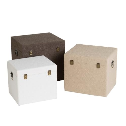 Set mit 3 Truhen aus Stoff und MDF in Hellgrau und Natur von DRW