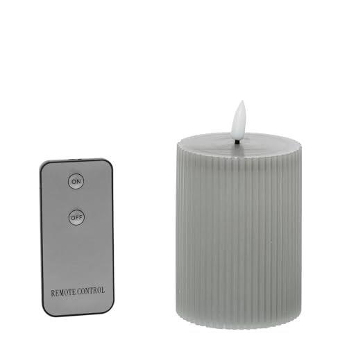 Set mit 4 Wachskerzen mit LED und Fernbedienung, Grau, 7,5 x 7,5 x 10 cm Set mit 4 Wachskerzen mit LED und Fernbedienung, Grau, 7,5 x 7,5 x 10 cm von DRW