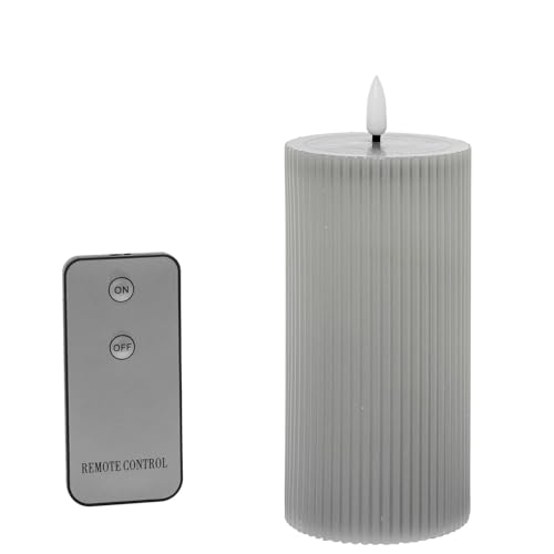 Set mit 4 Wachskerzen mit LED und Fernbedienung, Grau, 7,5 x 7,5 x 15 cm Set mit 4 Wachskerzen mit LED und Fernbedienung, Grau, 7,5 x 7,5 x 15 cm von DRW