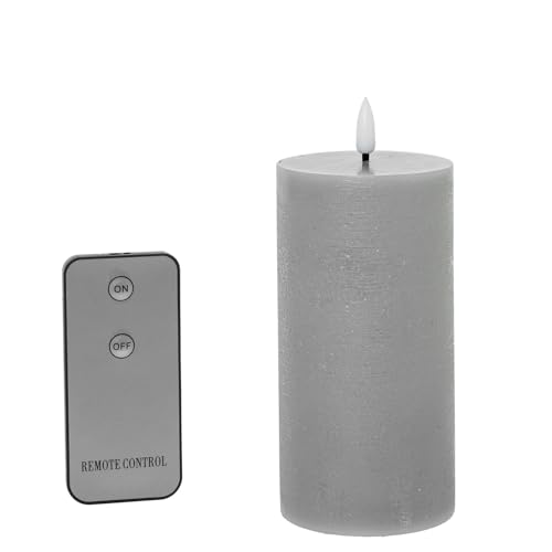 Set mit 4 Wachskerzen mit LED und Fernbedienung, Grau, 7,5 x 7,5 x 15 cm Set mit 4 Wachskerzen mit LED und Fernbedienung, Grau, 7,5 x 7,5 x 15 cm von DRW