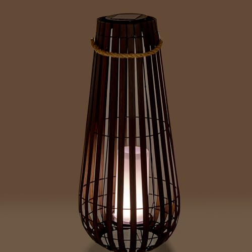 Solarlaterne für den Tisch oder Boden aus Holz und schwarzem Metall, mit LED-Kerze 28 x 28 x 65 cm Solarlaterne für den Tisch oder Boden aus Holz und schwarzem Metall, mit LED-Kerze 28 x 28 x 65 cm von DRW
