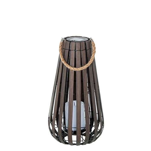 Solarlaterne für den Tisch oder den Boden aus Holz und schwarzem Metall, mit LED-Kerze, 21 x 21 x 42 cm Solarlaterne für den Tisch oder den Boden aus Holz und schwarzem Metall, mit LED-Kerze, 21 x 21 x 42 cm von DRW