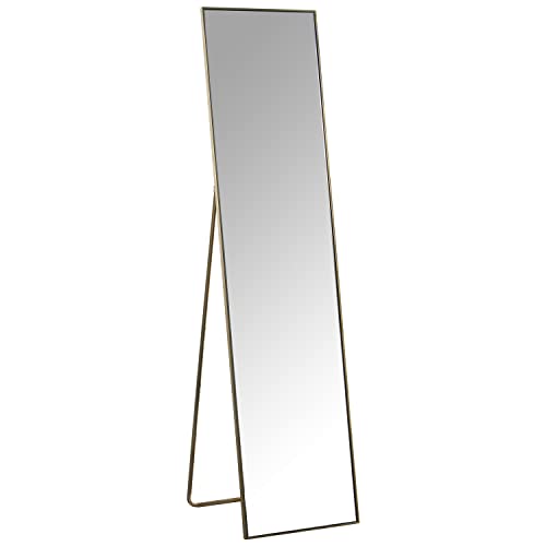 DRW Standspiegel mit Metallrahmen in Gold, 37 x 4 x 150 cm von DRW