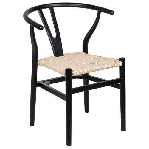 Stuhl mit Armlehnen aus Holz und PU mit Sitzhöhe von 44 cm in Schwarz und Beige, 72 x 54 x 56 cm Stuhl mit Armlehnen aus Holz und PU mit Sitzhöhe von 44 cm in Schwarz und Beige, 72 x 54 x 56 cm von DRW