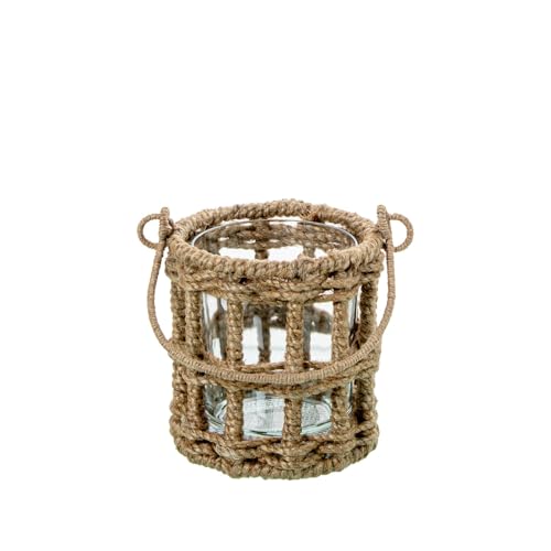 Teelichthalter aus Glas mit Kordel in Transparent und Natur, 10 x 10 x 11 cm Teelichthalter aus Glas mit Kordel in Transparent und Natur, 10 x 10 x 11 cm von DRW