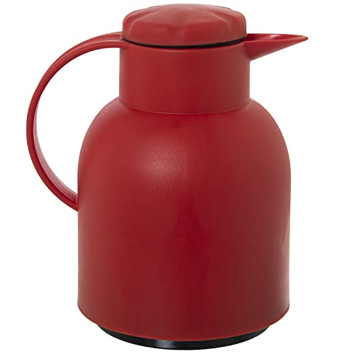 Thermoskanne aus Polypropylen und Glas, 1 l, Rot, 23 x 20 x 15 cm von DRW