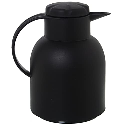 Thermoskanne aus Polypropylen und Glas, 1 l, Schwarz, 23 x 20 x 15 cm von DRW