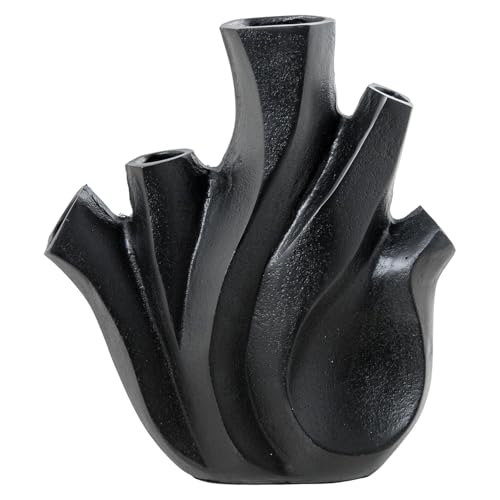 Tischvase, Aluminium, Schwarz, rau, 23 x 10 x 25 cm von DRW