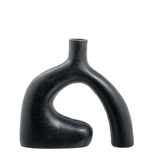 Tischvase, Aluminium, Schwarz, rau, 25 x 7 x 26 cm Tischvase, Aluminium, Schwarz, rau, 25 x 7 x 26 cm von DRW
