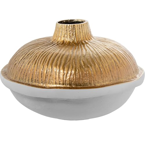 DRW Tischvase aus Aluminium in Gold und Weiß, 30 x 30 x 20 cm DRW Tischvase aus Aluminium in Gold und Weiß, 30 x 30 x 20 cm von DRW