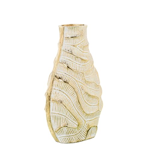 DRW Tischvase aus Aluminium mit goldenen Wellen, 17 x 9 x 26 cm von DRW