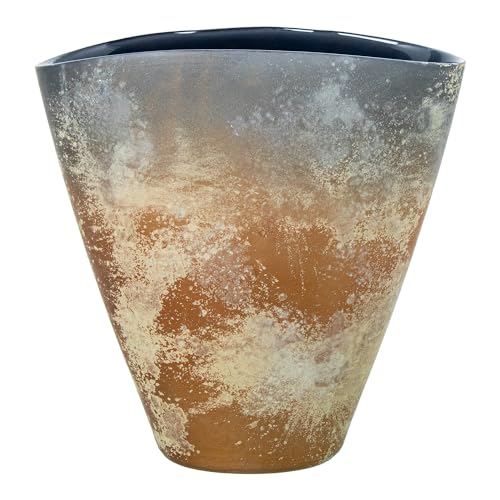 Tischvase aus Glas in Grau und mattem Kupfer, 14 x 24 x 24 cm von DRW