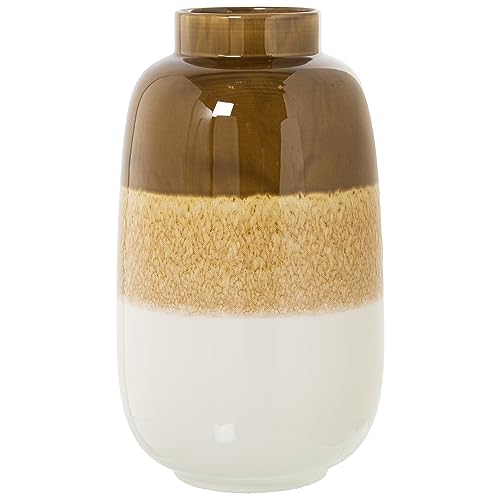 DRW Tischvase aus Keramik, dreifarbig, Braun und Weiß, 24 x 41 cm DRW Tischvase aus Keramik, dreifarbig, Braun und Weiß, 24 x 41 cm von DRW