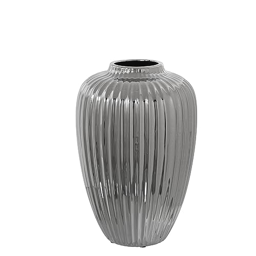 Tischvase aus Keramik in Silber, 22 x 34 cm von DRW