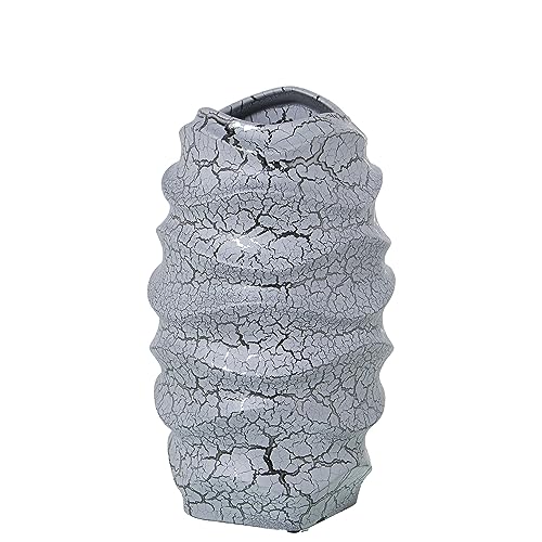 Tischvase aus Keramik in craquelé-grau und Silber, 20 x 33 cm, Mund 10 x 10 cm Tischvase aus Keramik in craquelé-grau und Silber, 20 x 33 cm, Mund 10 x 10 cm von DRW
