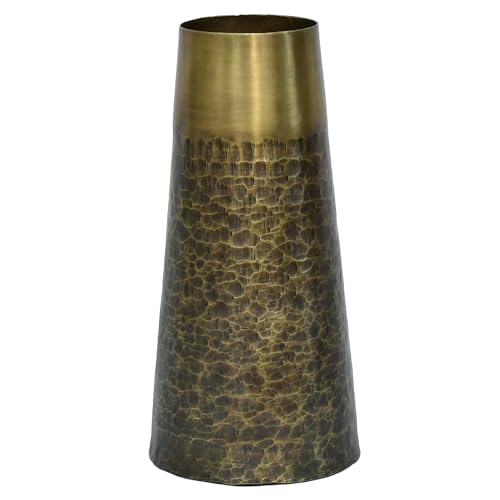 Tischvase aus Messing in antikem Gold, 19 x 39 cm von DRW