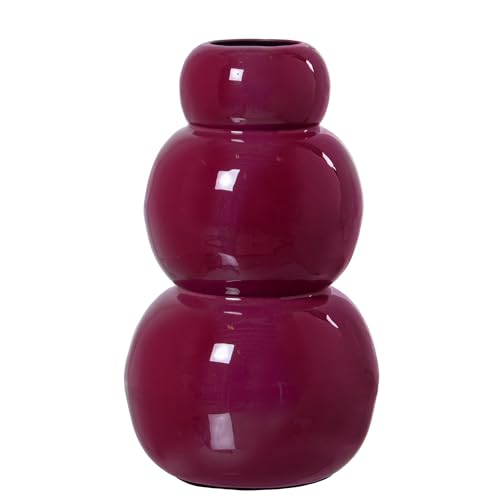 Tischvase aus emailliertem Metall, Dunkelrosa, 14 x 14 x 22 cm von DRW