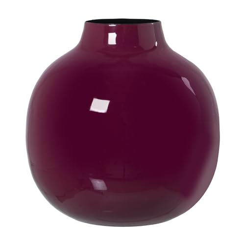 Tischvase aus emailliertem Metall, Dunkelrosa, 21 x 21 x 21 cm von DRW