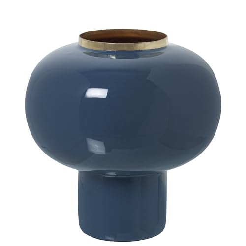 Tischvase aus emailliertem Metall in Blau und Gold, 20 x 20 x 20 cm Tischvase aus emailliertem Metall in Blau und Gold, 20 x 20 x 20 cm von DRW