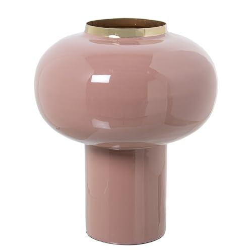 Tischvase aus emailliertem Metall in Rosa und Gold, 20 x 20 x 26 cm Tischvase aus emailliertem Metall in Rosa und Gold, 20 x 20 x 26 cm von DRW