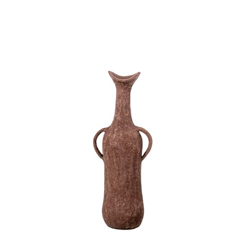 Tischvase mit Aluminiumgriffen in Terrakotta, 13 x 9 x 33 cm von DRW