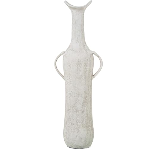 Tischvase mit Aluminiumgriffen in Weiß, 17 x 11 x 50 cm Tischvase mit Aluminiumgriffen in Weiß, 17 x 11 x 50 cm von DRW