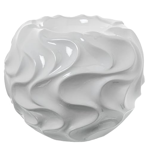 Tischvase mit Keramikwellen, Weiß, glänzend, 38 x 38 x 40 cm Tischvase mit Keramikwellen, Weiß, glänzend, 38 x 38 x 40 cm von DRW