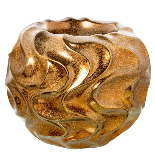 Tischvase mit goldenen Keramikwellen, 38 x 38 x 40 cm von DRW