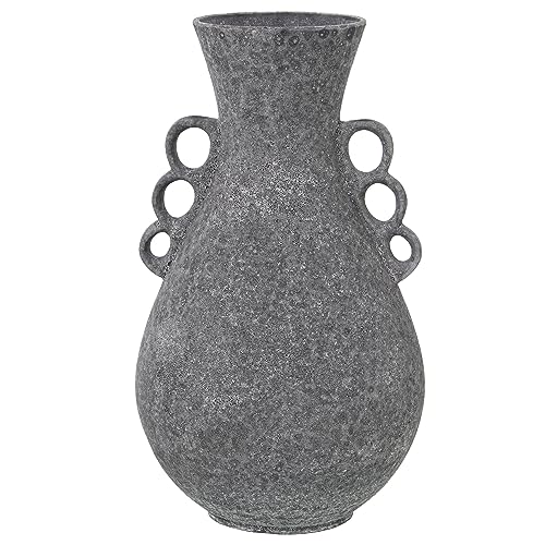 Vase Keramikringe in Dunkelgrau Textur Sand 19 x 33 cm von DRW