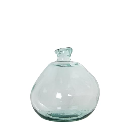 Vase aus recyceltem Glas, transparent, unregelmäßig, 32 x 32 cm, Mund 5 cm von DRW