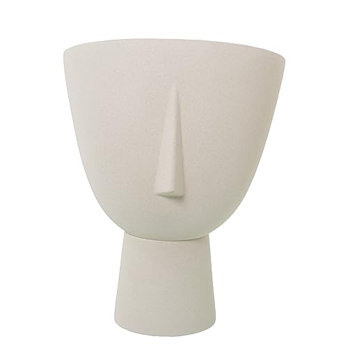 Vase mit Gesicht, Keramik, Beige, gesprenkelt, 29 x 38 cm, Sockel 13,5 cm von DRW